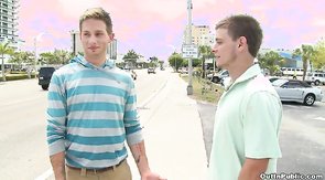 Beautiful boy with innocent face is sucking tasty pole