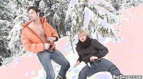 Amazing winter sex with two hard-dicked boyfriends!