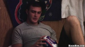 Skinny twink is sucking his pal's dick on the floor