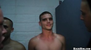 Submissive straight is sucking two horny hard dicks