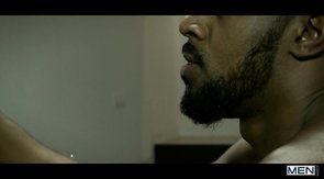 Ebony hunk deepthroating that meaty white cock