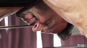 Jacked-up bearded guy gets fingered and fucked in the ass