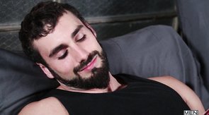 Bearded and Middle Eastern looking hunk gets dominated