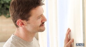 Big-dicked dude with a stache enjoys sucking dicks