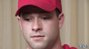 Baseball cap wearing hunk enjoys a meaty cock