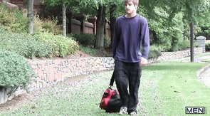 Blond-haired twink sucking his boyfriend's cock in HD