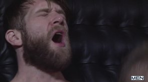 Two bearded guys make out and eat ass on camera