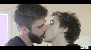 Messy hairdo "troubled" twink gets face-fucked on cam