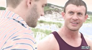 Jacked-up boys sucking each other's meaty cocks outdoors