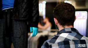 Big-dicked redhead gets his meaty cock double-teamed