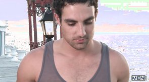 Two beautiful hunks sucking cocks next to the sea