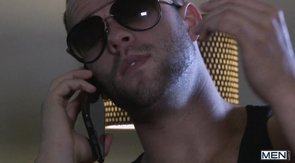 Big-dicked black dude face-fucking this white guy