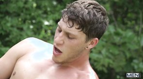 Saucy dark-haired stud gets his asshole ruined outdoors