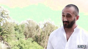 Hairy middle-aged dude gets serviced by a younger guy