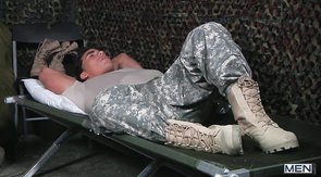 Two military dude face-fucking each other on cam