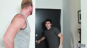 Massive and meaty hunk gets a blowjob from a twink