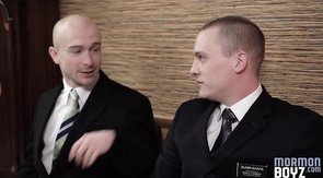 Mormon Boyz cock-sucking for a bald-headed Elder with a big dong