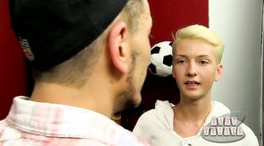 Bleached blonde twink gets fucked by an older bad boy