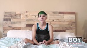 Green-haired twink fingering his asshole, only at Boy Crush