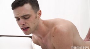 Dark-haired bubble butt twink takes a big fat cock from behind