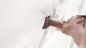 The cock behind the curtain: Mormon Boyz blowjob scene