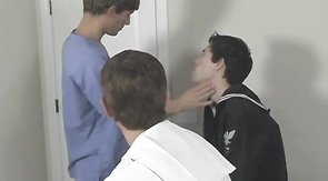 Good doctor examining two sexy and hung sailor boys