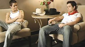 Fantastic blowjob from an attentive bareback BF dressed in white