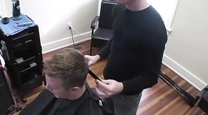 Gay hairdresser working his magic on camera, a Gay Life Network video