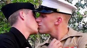 Hardened combat veterans let their guard down and suck cocks