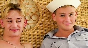 Sailor boy gets a nice blowjob from his gay twink teen boyfriend