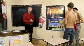 Hardcore older man gets his students to suck his massive cock