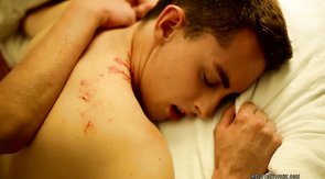 Aggressive and brutal butt-pounding session on a huge bed