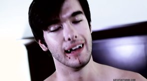 Bloody sexy sideways hardcore featuring a skinny twink