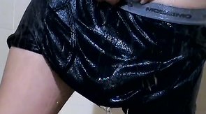 Wet and horny brunette twink fucks his tender asshole