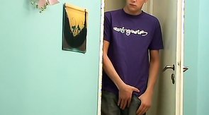 Porn-watching twink in green gets a nice blowjob from his roommate