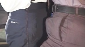 Vest-wearing hunk deepthroating this guy's massive meat-rod