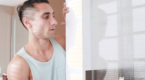 Beautiful boyfriend is showering his dick and jerking his friend