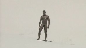 Outstanding desert photo shoot with a muscled black man
