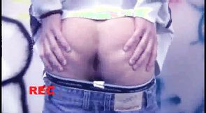 Horny young men are sucking a tasty black sausage on the knees