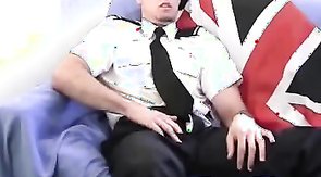 The police worker takes his uniform off to mastrubate on camera