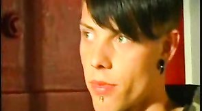 Sexy youngster with red lips blows a fat dick down on the knees