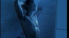 Lusty young man takes a shower and hows off his body