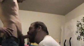 Bearded daddy gives a gorgeous blowjob for a lusty hunk