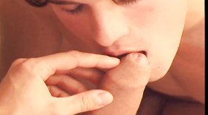 My long-haired boyfriend is sucking my dick with pleasure