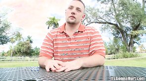 White hunk taking off his pants and showing us his small dick