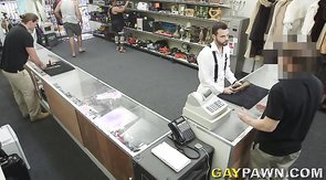 Seductive bearded hunk sucking my dong in the store