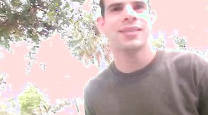 Big-breasted blonde caught another hot guy for gay sex