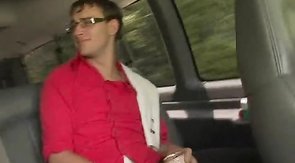 Busty blonde is tricking nerdy man into gay banging!