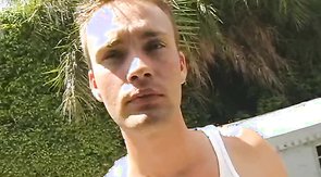 Breasty blonde in glasses catching nice straight boy!