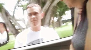 Busty brunette caught sexy stranger for her gay friend